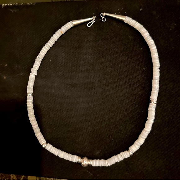 Hand Crafted Jewelry - Hand Crafted “One of a Kind” Mother of Pearl & Sterling Silver Necklace